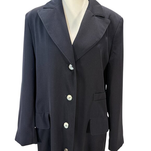 Utex Design Navy Blue Classic Single-Breasted Trench Coat, Size 8 - Picture 6 of 9